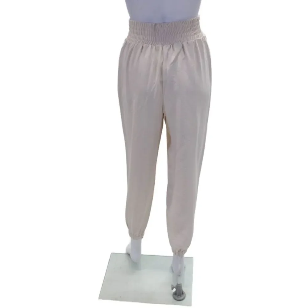 BB Dakota Womens Elastic Waist Pull On High-Rise Tapered Pants Beige Size